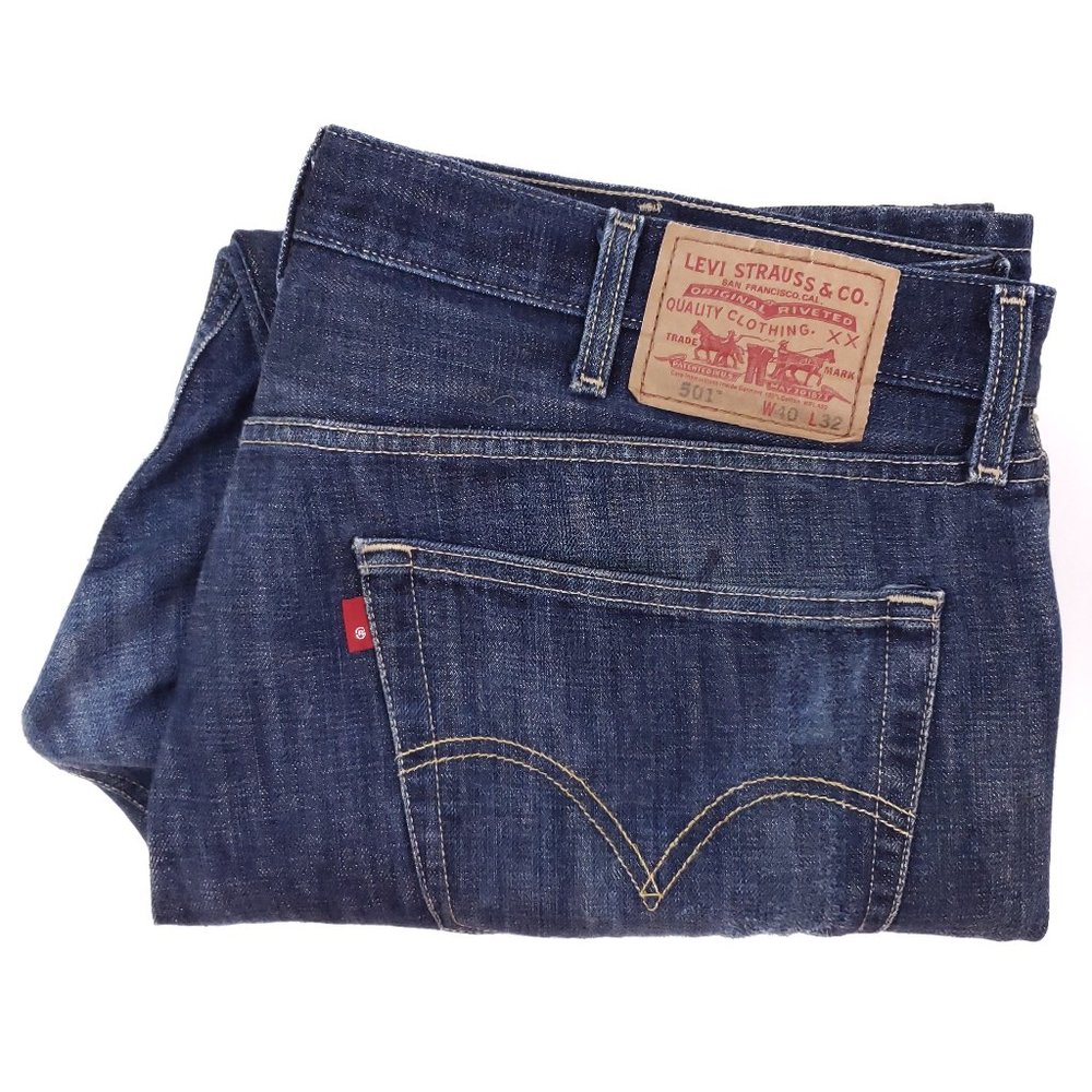 Levis 501 Jeans 40x30 Blue Mens Button Fly Regular